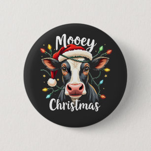 Mooey Christmas Funny Xmas Cow Cattle Lovers  6 Cm Round Badge