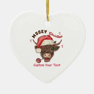 Mooey Christmas Heart Ornament – Festive Cow with 