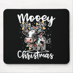Mooey Christmas Heifer Cow Reindeer Christmas Ligh Mouse Pad