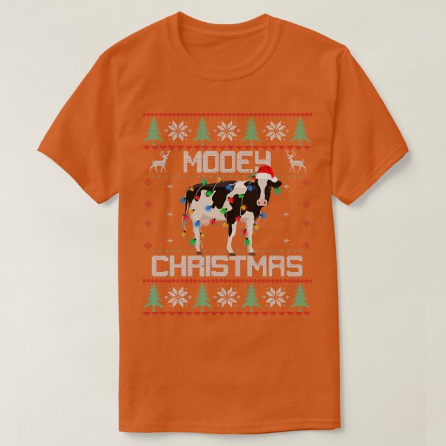 Mooey Christmas Heifers Cow Ugly Christmas Gift  T-Shirt (Design Front)