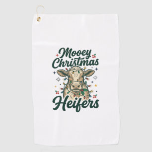 Mooey Christmas Heifers Funny Cow Christmas Design Golf Towel