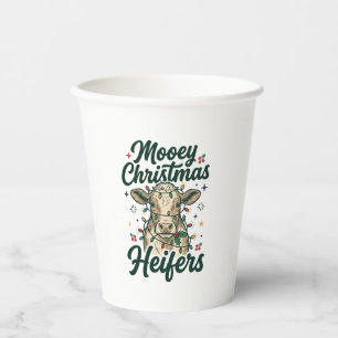 Mooey Christmas Heifers Funny Cow Christmas Design Paper Cups