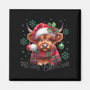 Mooey Christmas Highland Cow Christmas Lights Cow Magnet