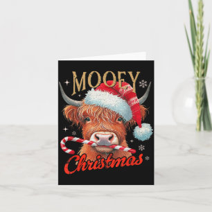 Mooey Christmas Highland Cow Design Xmas Cow Lover Card