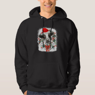 Mooey Christmas  Highland Cow Xmas Light Santa Hat Hoodie