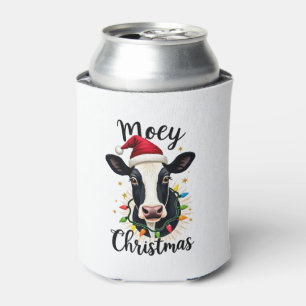 Mooey Christmas Santa Christmas Lights Cow Lovers  Can Cooler
