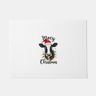 Mooey Christmas Santa Christmas Lights Cow Lovers Doormat