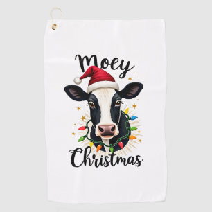 Mooey Christmas Santa Christmas Lights Cow Lovers  Golf Towel