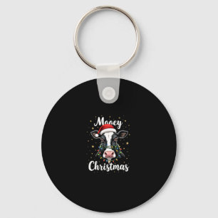 Mooey Christmas Santa Christmas Lights Cow Lovers  Key Ring