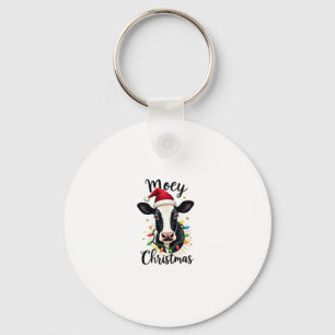 Mooey Christmas Santa Christmas Lights Cow Lovers  Key Ring