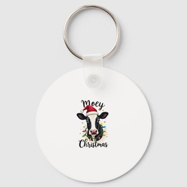 Mooey Christmas Santa Christmas Lights Cow Lovers  Key Ring (Front)