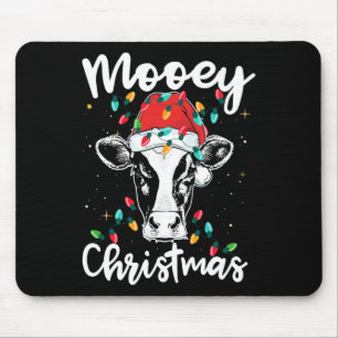Mooey Christmas Santa Christmas Lights Cow Lovers Mouse Pad