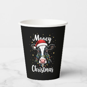 Mooey Christmas Santa Christmas Lights Cow Lovers  Paper Cups