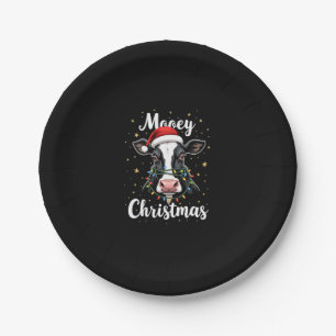 Mooey Christmas Santa Christmas Lights Cow Lovers Paper Plate