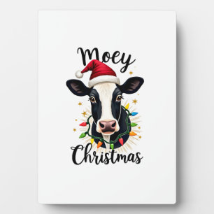 Mooey Christmas Santa Christmas Lights Cow Lovers  Plaque