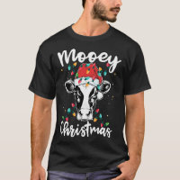 Mooey Christmas Santa Christmas Lights Cow Lovers