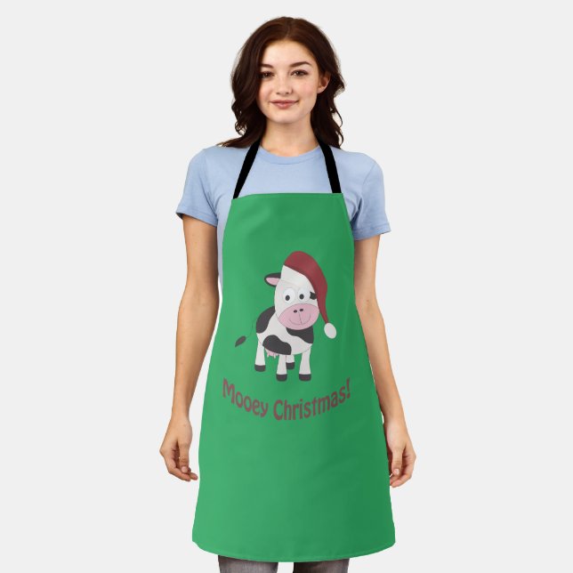 Mooey Christmas Santa Cow Apron (Worn)