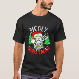 Mooey Christmas Santa Xmas Lights Cow Farmer T-Shirt