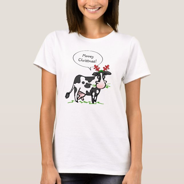 Mooey Christmas Shirt | Funny Cow Tshirts (Front)