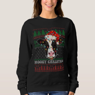 Mooey Christmas Ugly Cow Santa Heifer Christmas Fa Sweatshirt