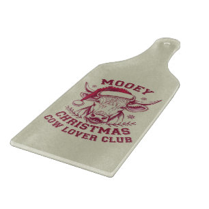 Mooey Christmas Western Cow Lover Club Xmas Season Cutting Board