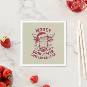 Mooey Christmas Western Cow Lover Club Xmas Season Napkin