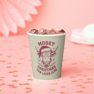 Mooey Christmas Western Cow Lover Club Xmas Season Paper Cups
