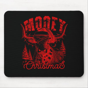 Mooey Christmas Western Heifer Highland Cow Santa  Mouse Pad