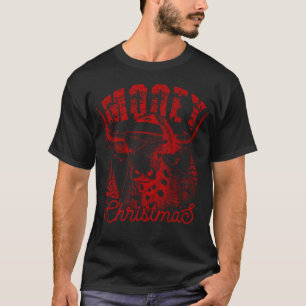 Mooey Christmas Western Heifer Highland Cow Santa  T-Shirt