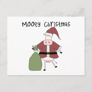 Mooey Cow  Christmas Tshirts and Gifts Holiday Postcard