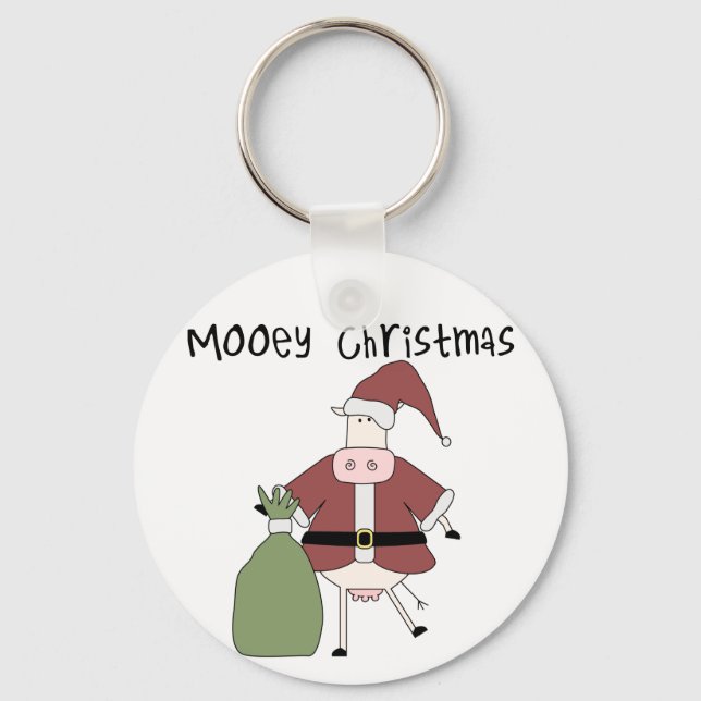 Mooey Cow  Christmas Tshirts and Gifts Key Ring (Front)