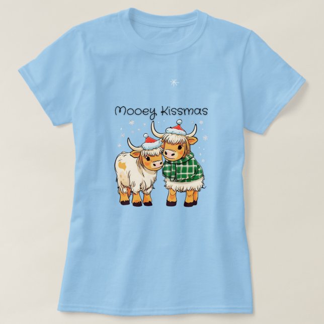 Mooey Kissmas Highland Cows Shirt (Design Front)