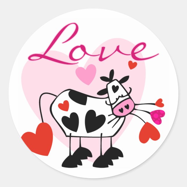 Mooey Love Valentine Classic Round Sticker (Front)