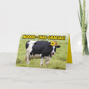 Mooing Cow- MoooChas Thanks In Udder Words Thanks Card