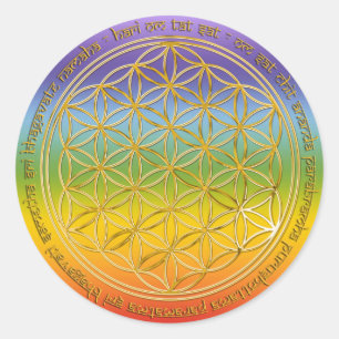 Moola Mantra / Flower of Life / chakren color Classic Round Sticker