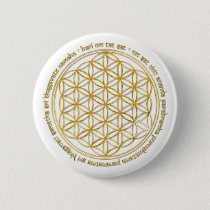 Moola mantra / flower of the life gold 6 cm round badge