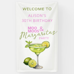 MooMoos & Margaritas Pink Birthday Welcome Sign