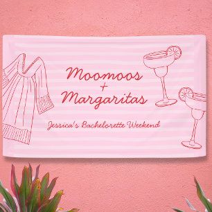 Moomoos & Margaritas Pink & Red Bachelorette Banner