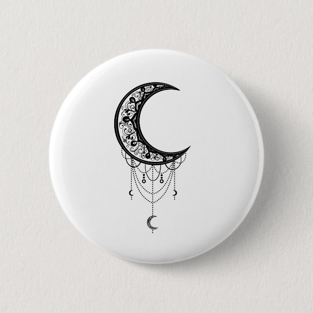 Moon 6 Cm Round Badge (Front)