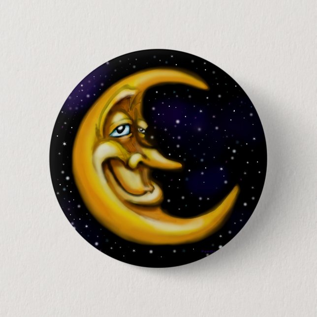 Moon 6 Cm Round Badge (Front)