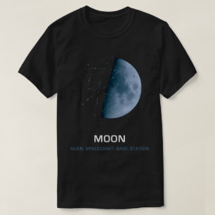 Moon Alien Spacecraft (blue moon) T-Shirt