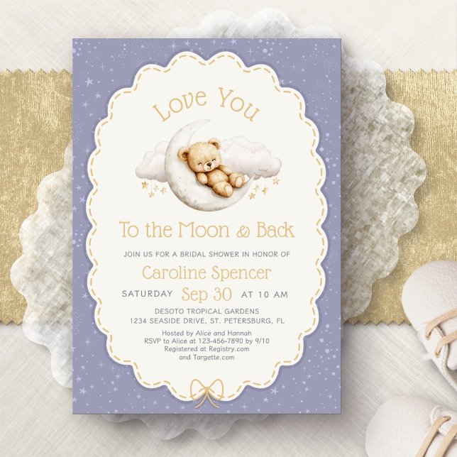 Moon and Back Celestial Stars Baby Shower Invitation (Creator Uploaded)