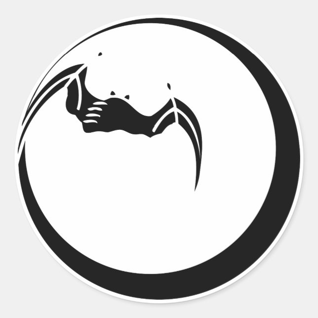 Moon and Bat Classic Round Sticker (Front)