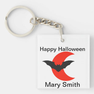 Moon and Bat Key Ring