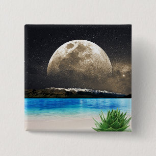 Moon And Beach 15 Cm Square Badge