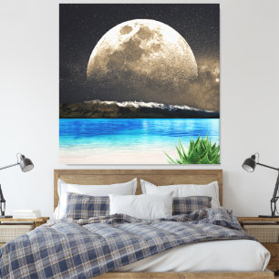 Moon And Beach Canvas Print
