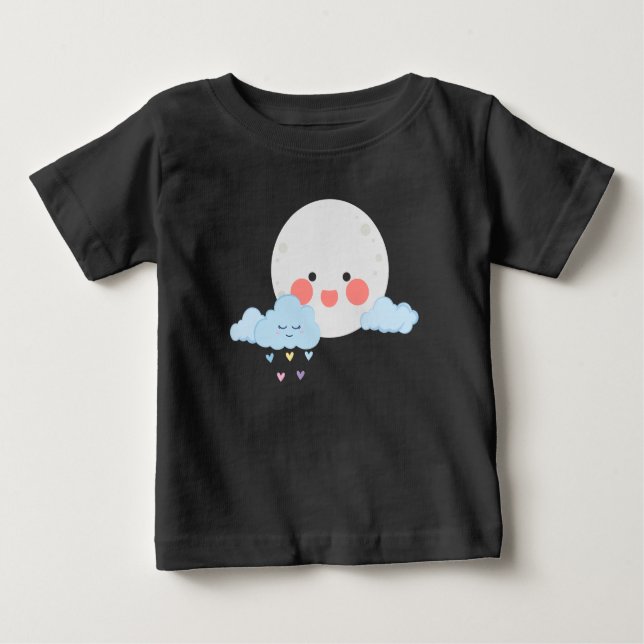 Moon and cloud cute design baby T-Shirt (Front)