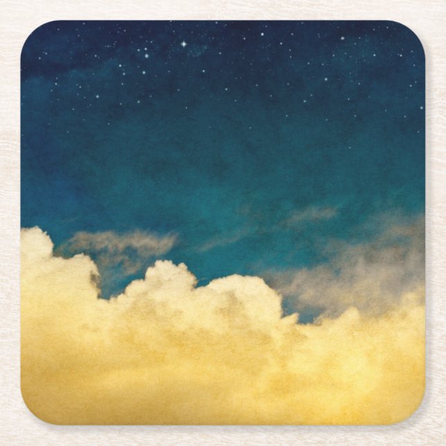 Moon And Cloudscape Square Paper Coaster (Front)
