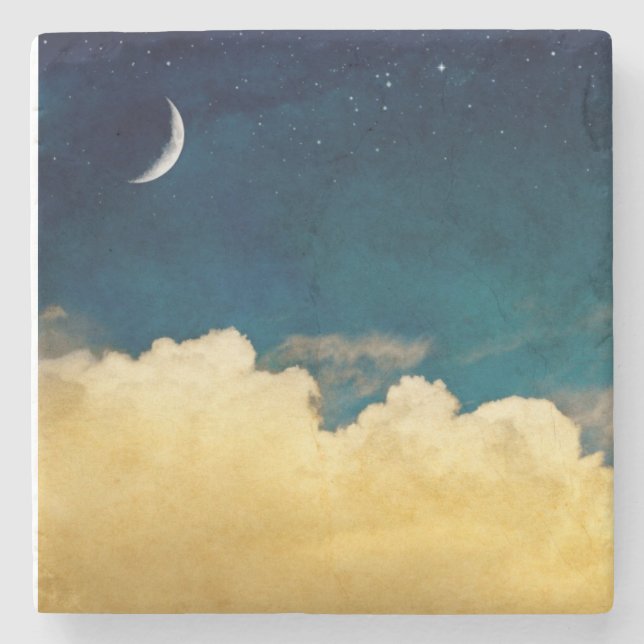 Moon And Cloudscape Stone Coaster (Front)