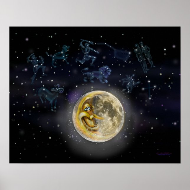 Moon and Constellations Poster (Front)